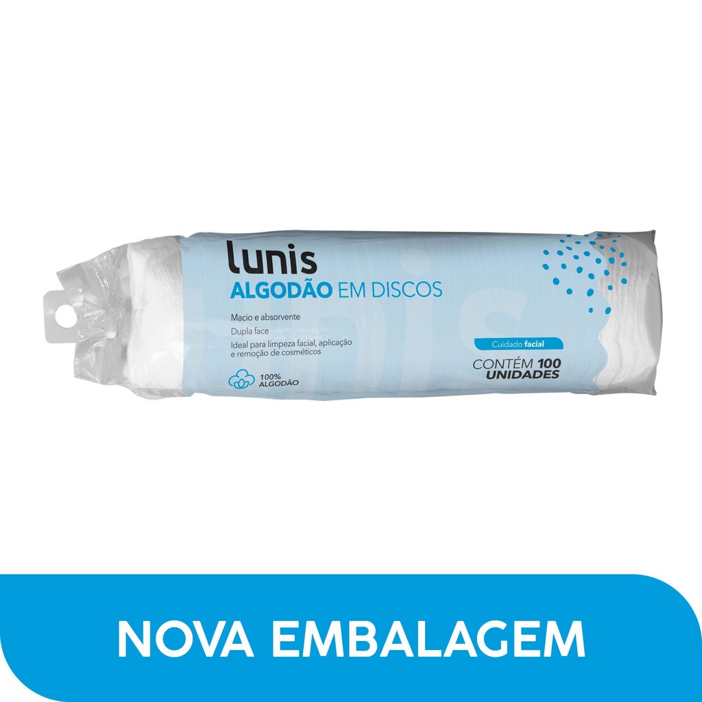 Algodão Em Discos Lunis Encanto C/ 100 Un – 100% Algodão - Health