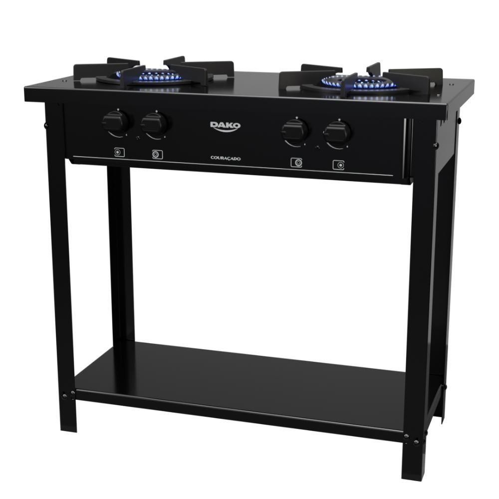 Fogão Industrial 2 Bocas Preto Com Tripla Chama E Pés Removíveis Dako Couraçado - Home Appliances