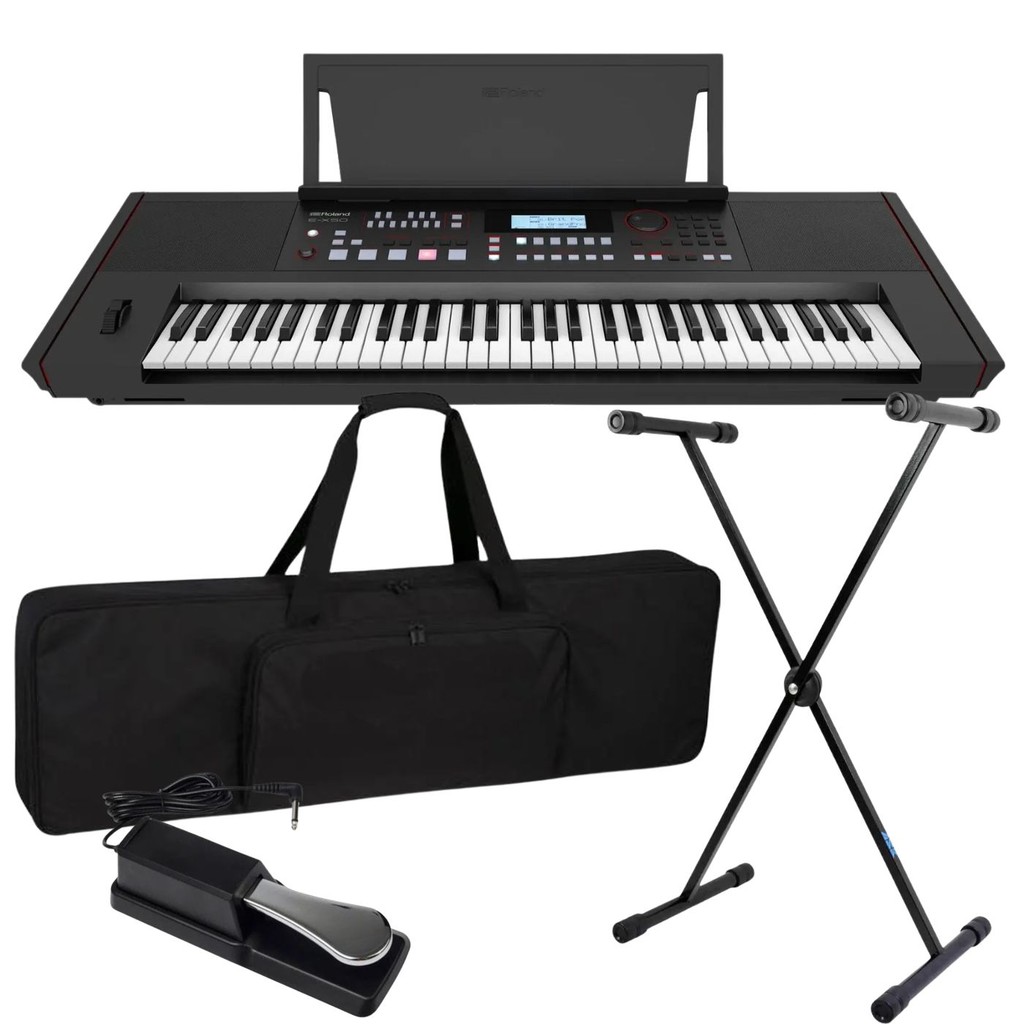 Kit Teclado Musical Roland Ex50a 61 Teclas Digital + Suporte Capa Pedal
