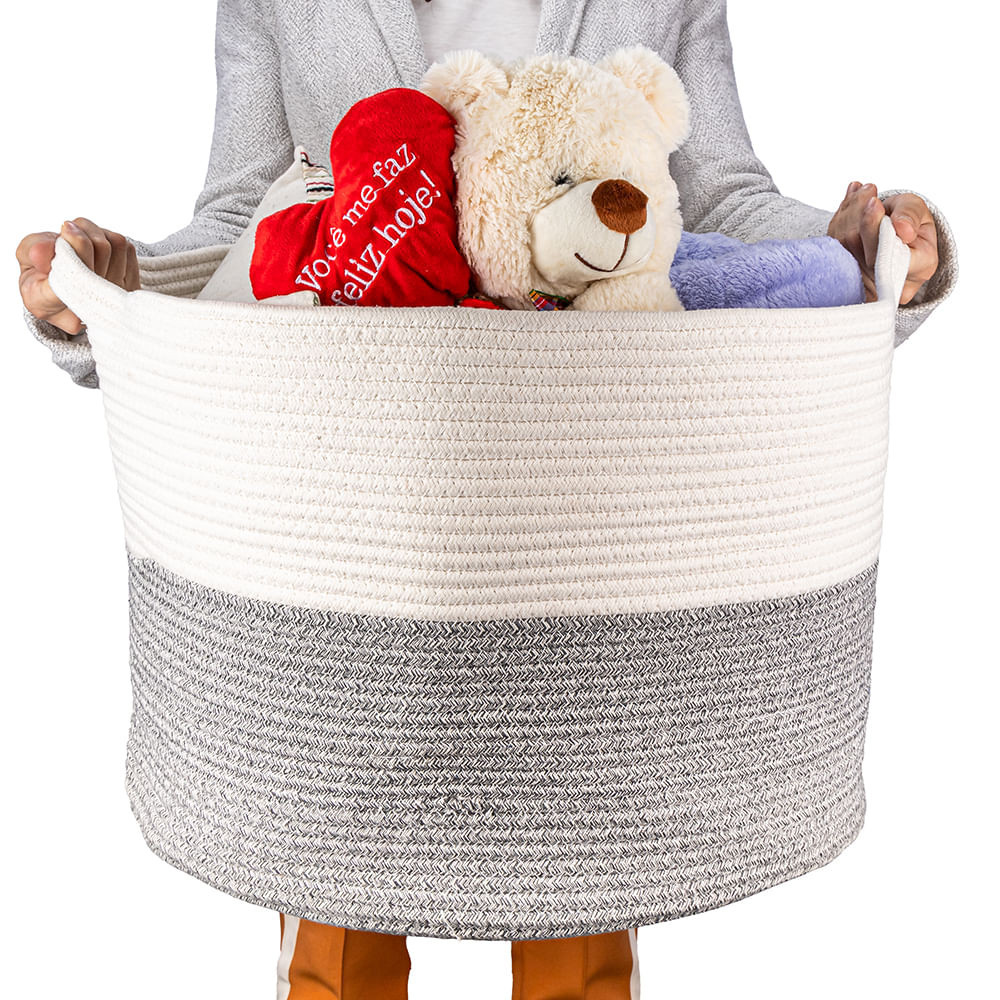 Cesto Organizador De Corda Algodão Para Sala Decorativo Grande Com Alças 31,5x31,5x34 em Oferta na Shopee