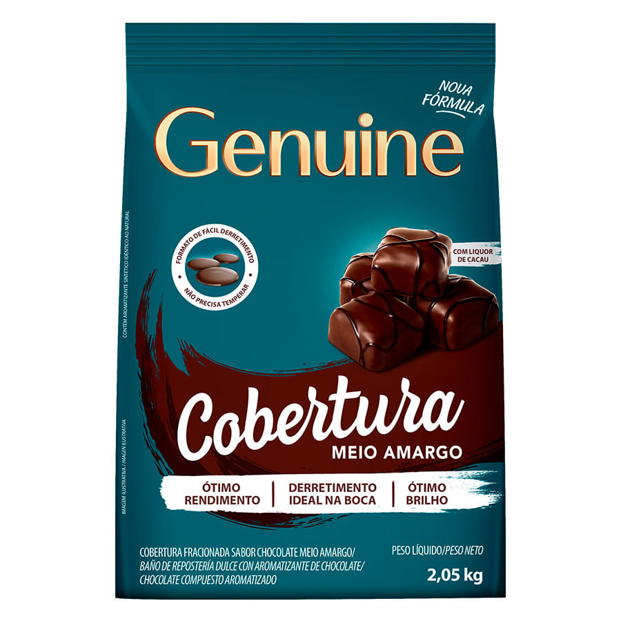 Cobertura Chocolate Fracionada Meio Amargo 2,05Kg Genuine em Oferta na Shopee