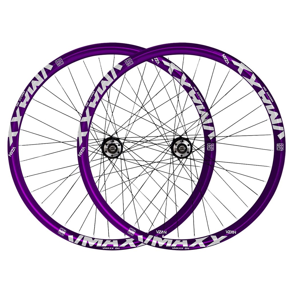 Par 2 Roda Aro 26 Montada Vzan Vmaxx Freio a Disco Cubo Cassete K7 Paredão Roxo Neon