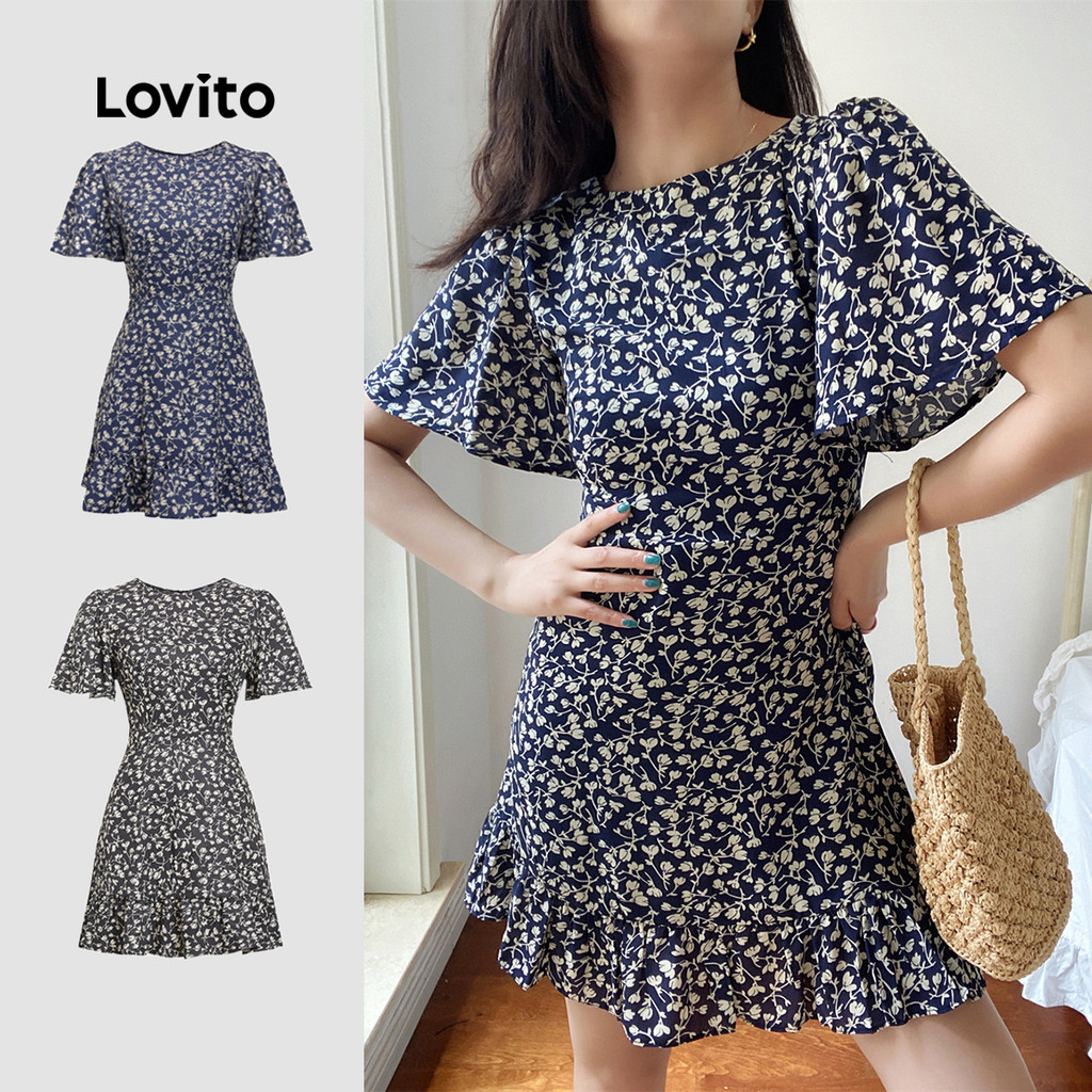 (Hot) Lovito Vestido Boho Ditsy Vestido Com Estampa Floral Para Mulheres L87ED381 (Multicolorido) em Oferta na Shopee