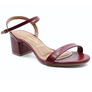 Sandália Vizzano Salto Médio Feminina - Marsala em Oferta na Shopee