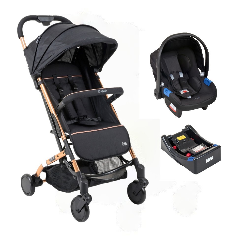 Trio Carrinho Zap Metal Cobre Com Bebê Conforto E Base Touring X