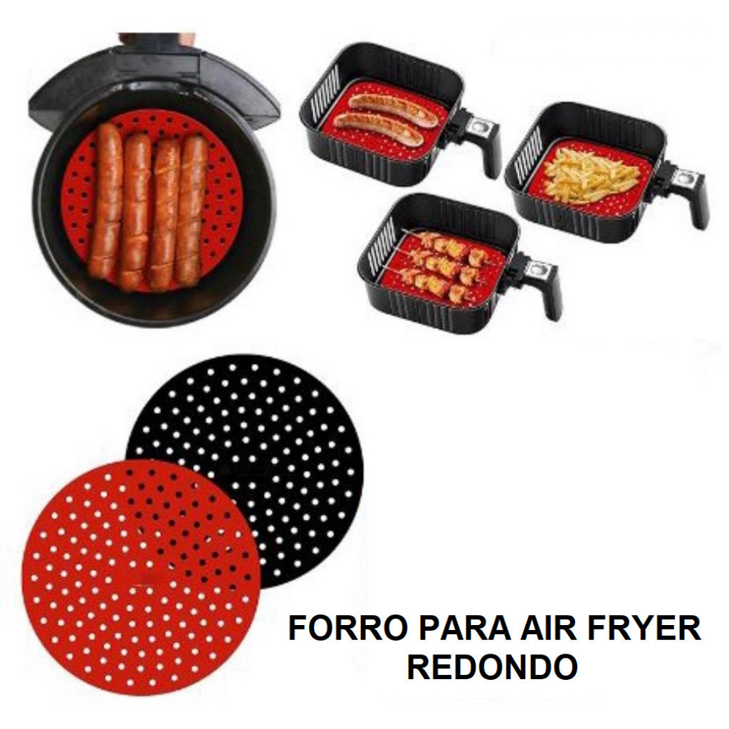 forro tapete air fryer 2 pcs vermelho silicone