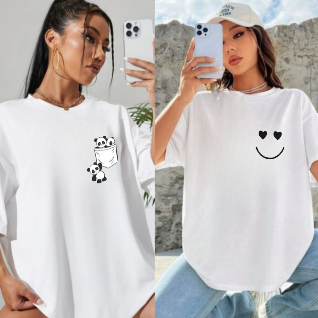 Kit Com 2 Camisetas Oversized Feminina 100% Algodão Blusa Estilosa Academia Treino Crossfit