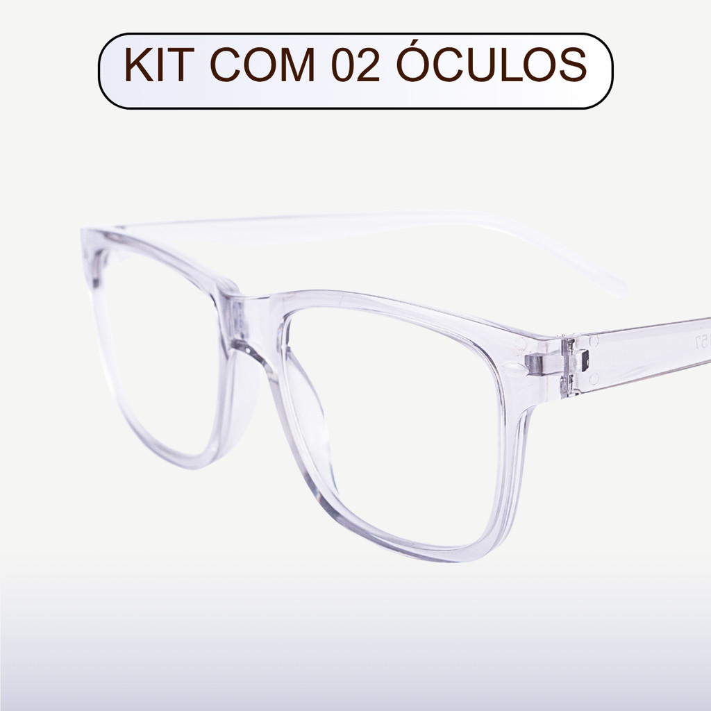 Kit com 2 Óculos de Grau para Leitura, Trabalho e Descanso – Transparente, Unissex
