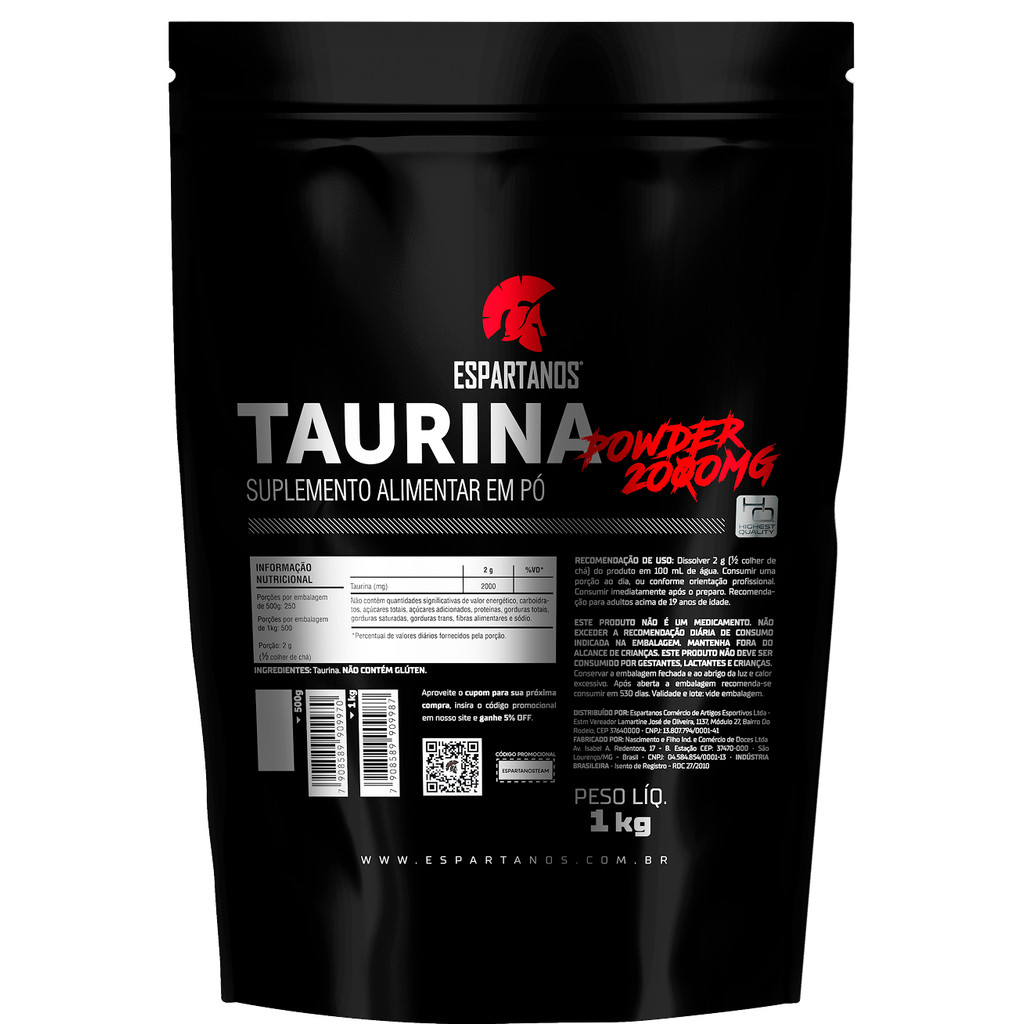 Taurina Powder 2000mg 1 kg - Espartanos em Oferta na Shopee
