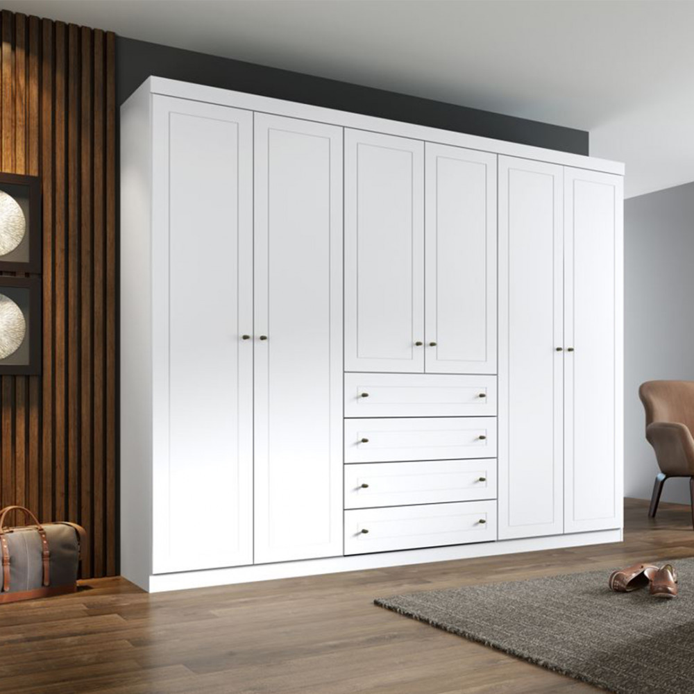 Guarda Roupa Casal 6 Portas 4 Gavetas Americano Henn