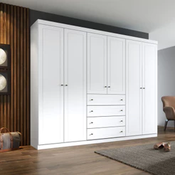 Guarda Roupa Casal 6 Portas 4 Gavetas Americano Henn