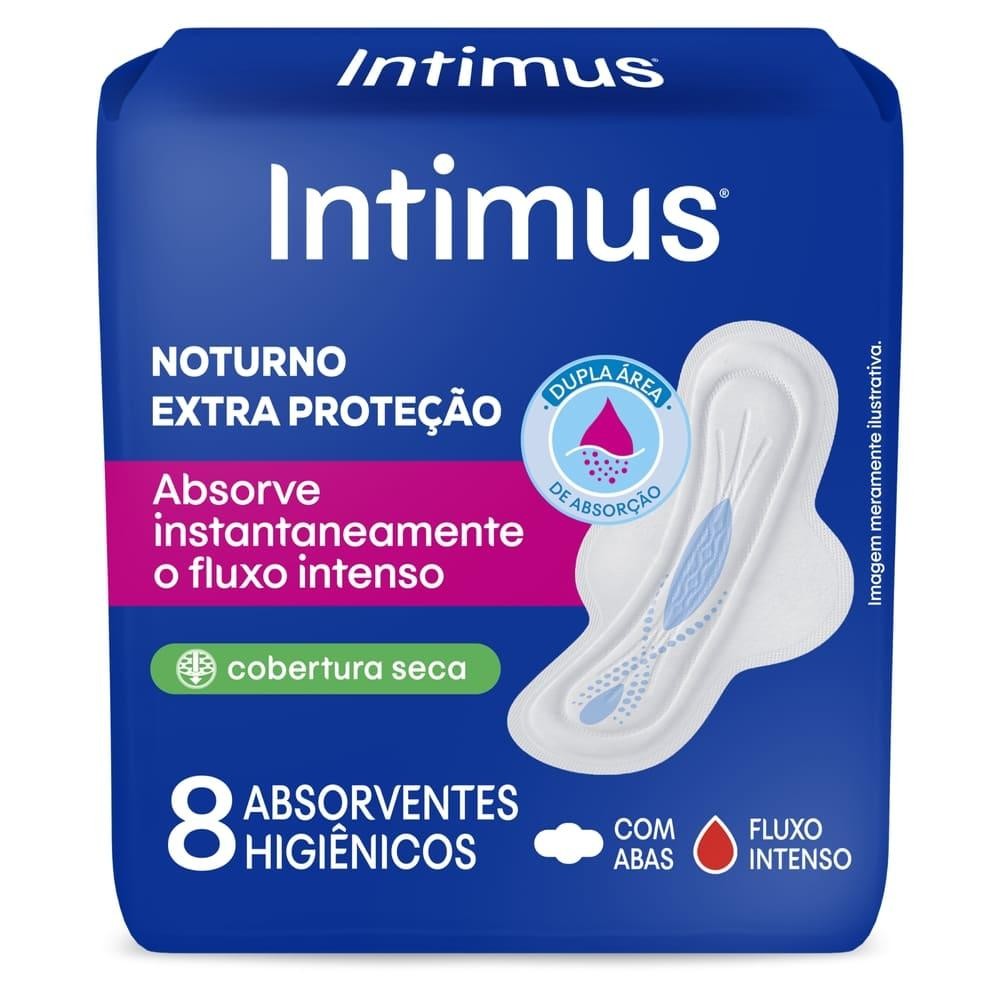 Absorvente Intimus Noturno Extra Protecao Seca Com Abas 8 Unidades - Health