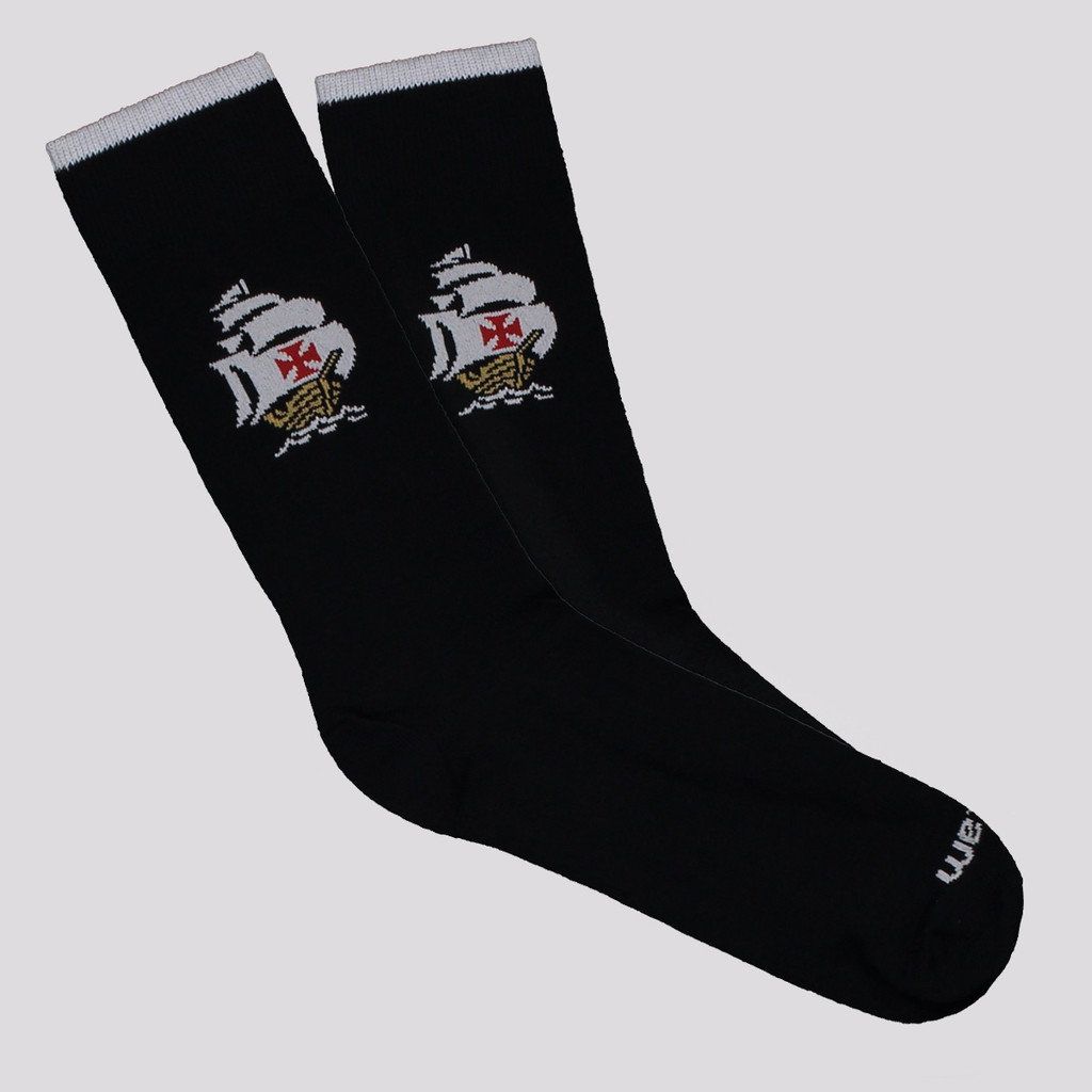 Meia Vasco Casual Caravela Preta em Oferta na Shopee