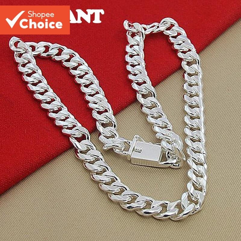 Colar De Prata Masculino De 10 Mm Com Corrente Elegante E Acessório De Joias Da Moda