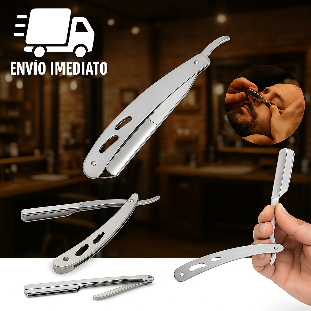 Navalha de Barbear Profissional Aço Inox Navalhete de Acabamento de Sobrancelha Barba Barbeiro