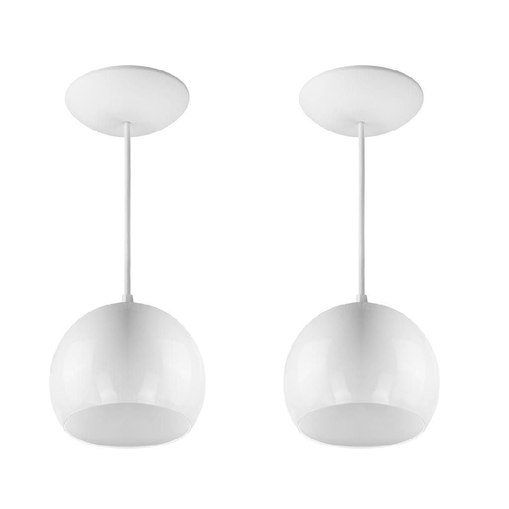 Kit 2 Pendente LowCost Bola Pequena Alumínio 15cm Branco em Oferta na Shopee