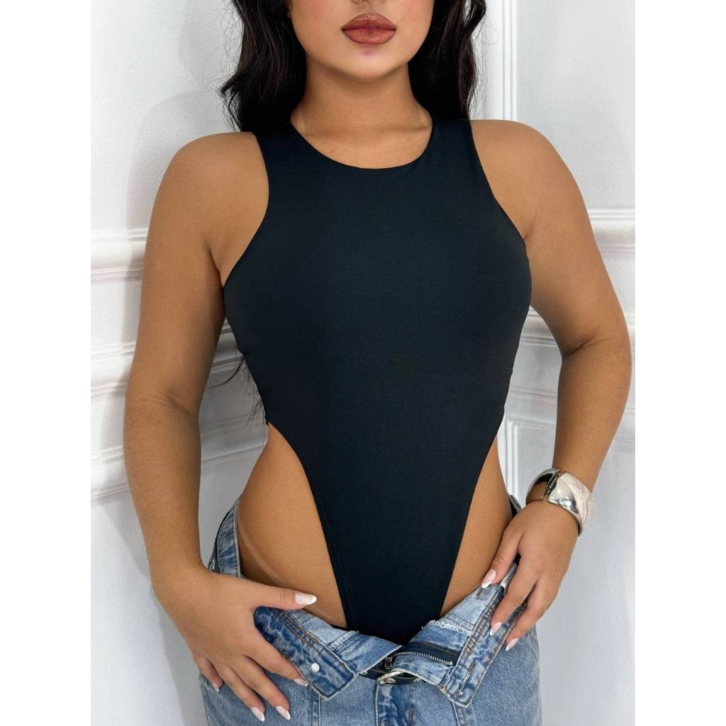 Body Cavado Feminino Asa Delta Regata Feminino Collant Liso Balada Bori Bory Sensação
