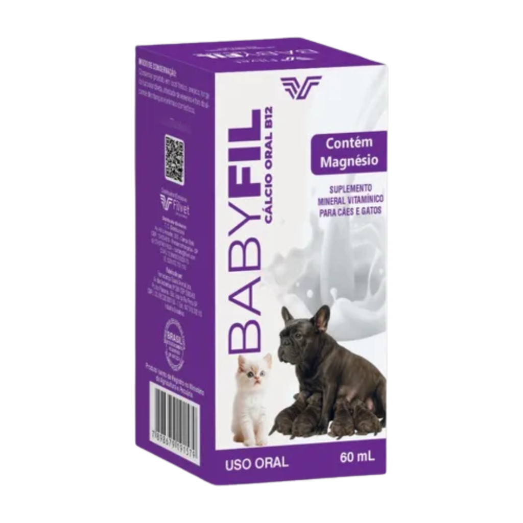 Suplemento BabyFil 60mL Para Filhotes E Fêmeas Gestantes - Calcio Oral B12 + Magnésio em Oferta na Shopee