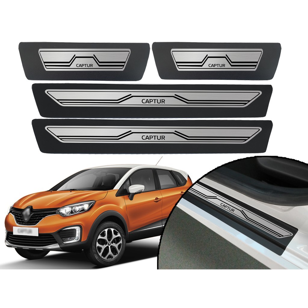 Jogo De Soleira De Porta Adesiva Modelo Aço Escovado Renault Captur 2017 2018 2019 2020 2021 2022