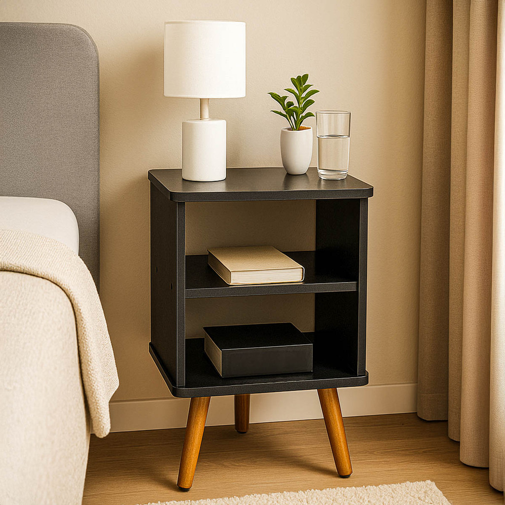 Mesa de cabeceira Retro Pé Palito Decoração quarto Criado mudo