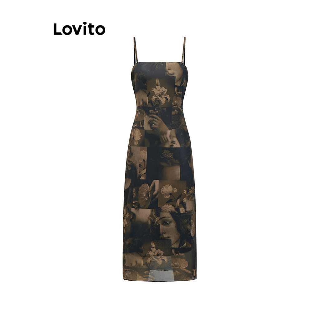 (Trendy) Lovito Vestido Casual Figura Vestido Leve Para Mulheres L88AD066 (Multicolorido) - Women Clothes