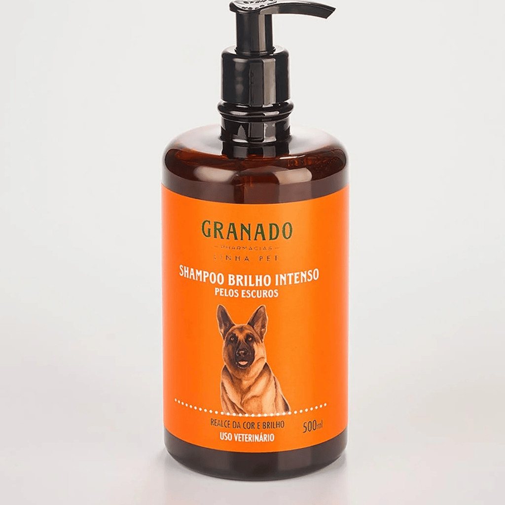 Granado Shampoo Pet Brilho Intenso Pelos Escuros Banho Tosa Animais Dog Doguinho Gato Cachorro 500ml
