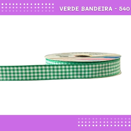 Fita Xadrez N°3 - 15mm - Rolo c/10 Mts Laços Junina Natalina COR:VERDE-BANDEIRA-540 em Oferta na Shopee