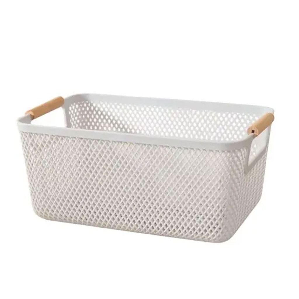 Cesto De Organizaçao Armazenamento Decoração De Cesta Multiuso 27x18cm Branco Para Prateleiras e Armarios