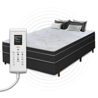 Cama Box Casal + Colchão Com Massageador Espuma D33 Função Ortopédica 138x188cm Preto em Oferta na Shopee