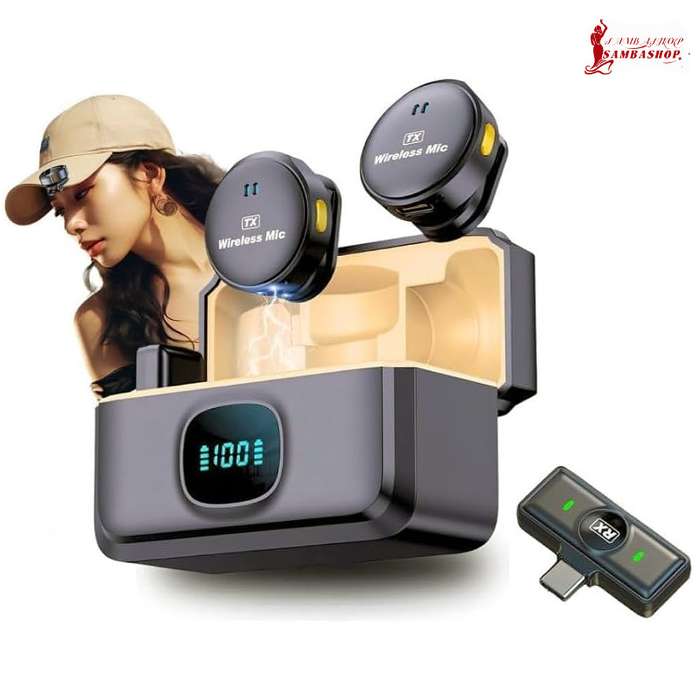 Mini Microfone De Lapela Sem Fio Profissional Magnético Com Cancelamento De Ruído Para iPhone Android Type C Phone