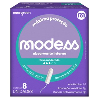 Absorvente Interno Modess Fluxo Moderado com 8un - Evergreen em Oferta na Shopee