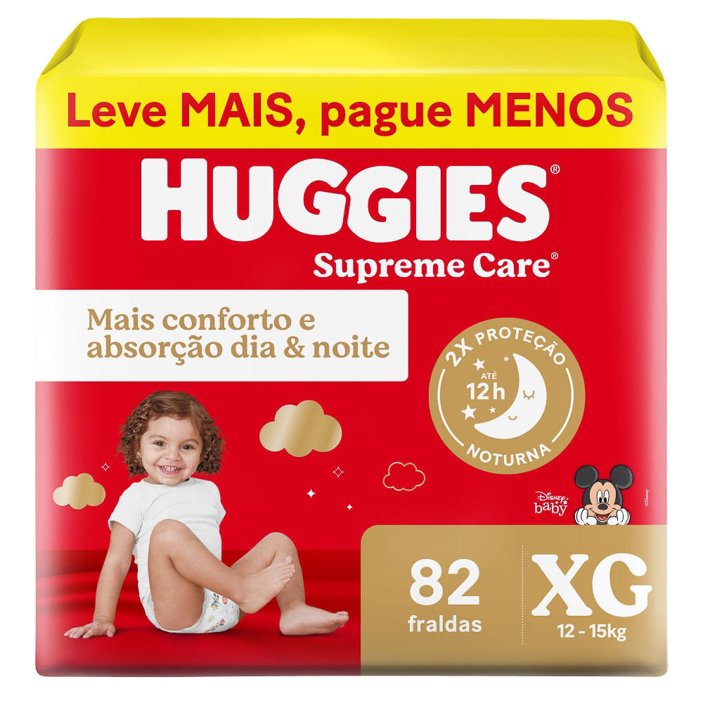 Fralda Huggies Supreme Care Tamanho XG 82 Unidades Descartáveis - Mom & Baby