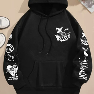 Moletom Algodão Flanelado Canguru Bolsos Capuz Sorriso Desing Smile Streetwear Tendencia Inverno em Oferta na Shopee