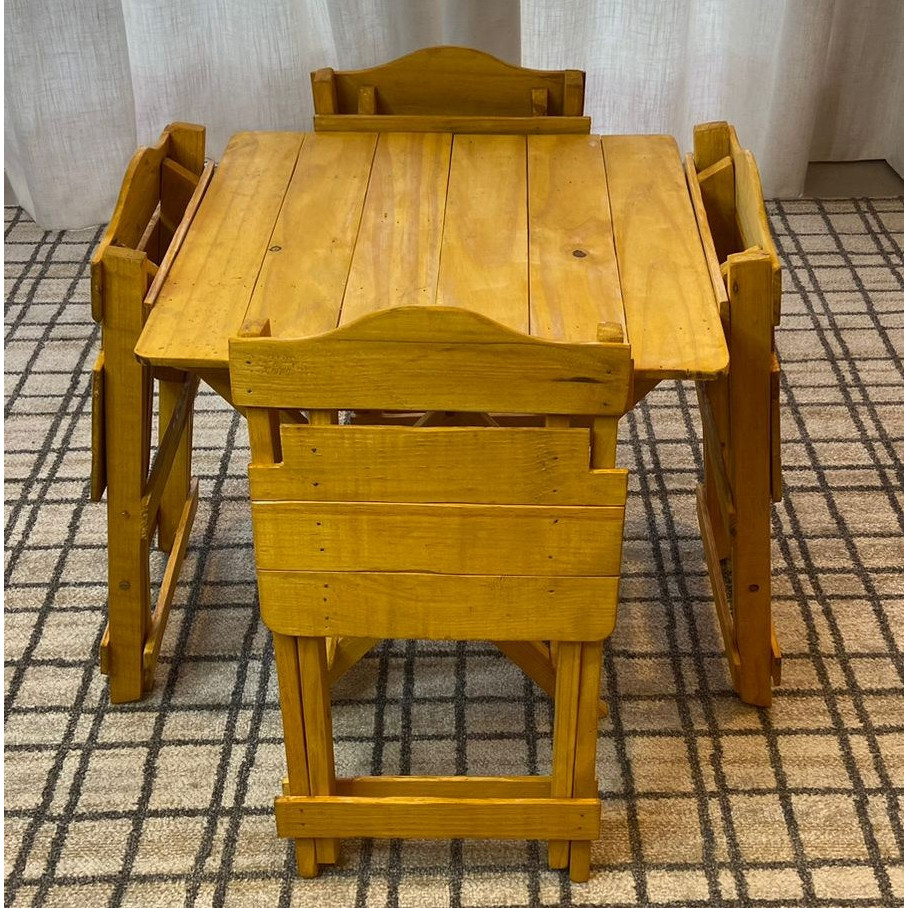 Conjunto Mesinha Pequena Quadrada Dobrável 4 Cadeiras Cantinho Bebidas Sala Varanda Área Externa Promoção