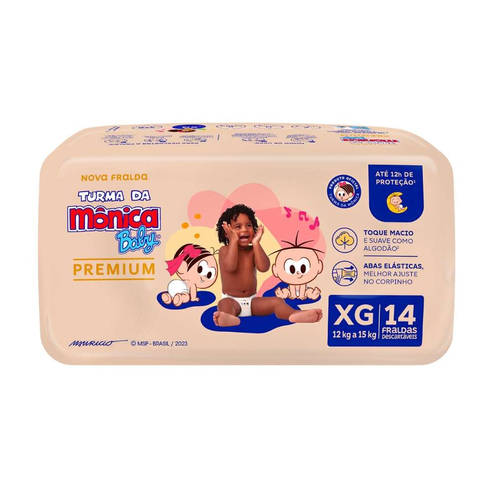 Fralda Infantil Turma da Mônica Baby Premium Tamanho XG 14 Unidades - Mom & Baby