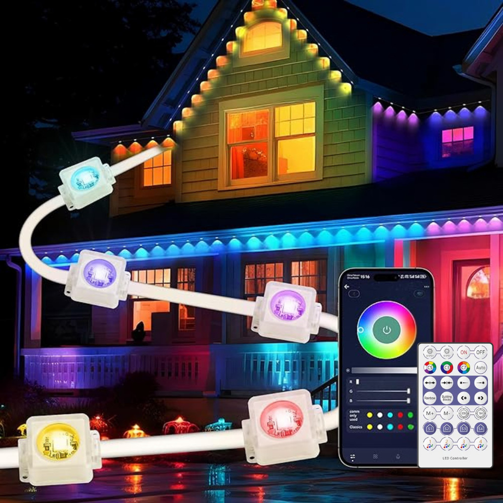 Luz LED Inteligente RGB controle e controladora embutida Musical Dimmer App Bluetooth 30 LEDs LED 15m Varal Pisca Pisca