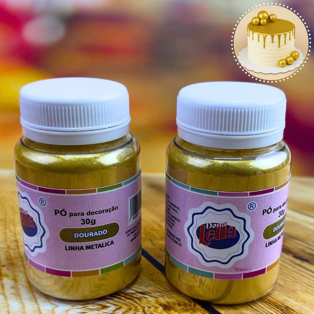 Detalhes do 1 PÓ DOURADO METÁLICO PARA DECORAÇÃO 30G (DANA LELLA)
