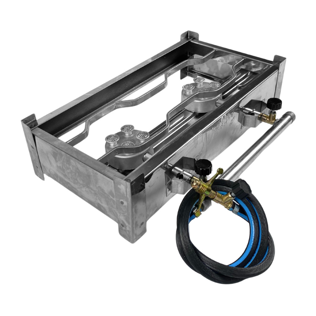 Imagem Fogareiro Fogão Feito Em INOX A Gás Industrial Duas Bocas Para Churrasco Carne Para Chapa Chapeira