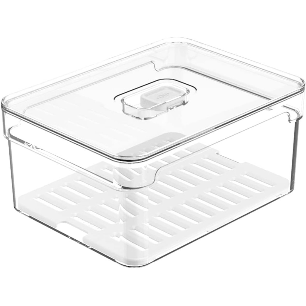 Organizador De Geladeira 2,2L Organizador Clear Fresh Com Bandeja De Drenagem E Respiradouro OU