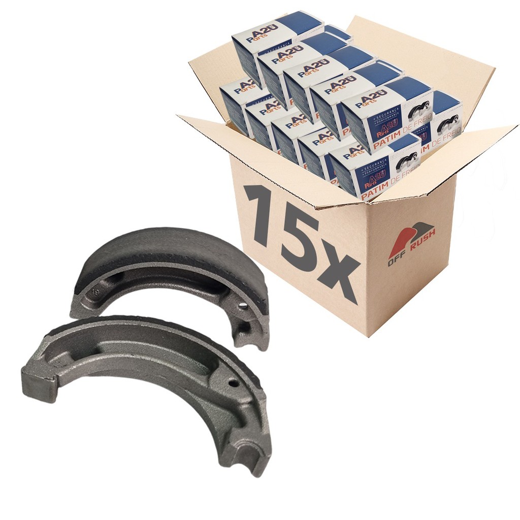 Kit 15 Patim Lona de Freio - A2u Parts - Honda Biz 100 110 125 Pop 100 110 Bros Nxr 125 150 Crf 230 Xr 200