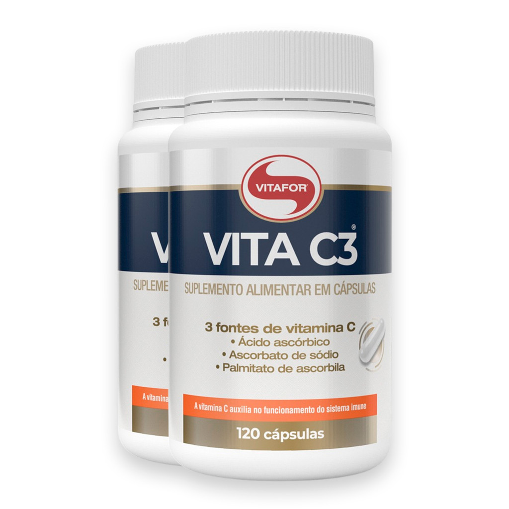Kit 2 Vita C3 Vitamina C Vitafor 120 Cápsulas