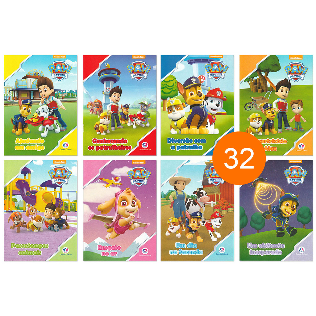 Kit 32 Livrinhos Patrulha Canina Lembrancinha de Aniversário Festa Escola Sacolinha