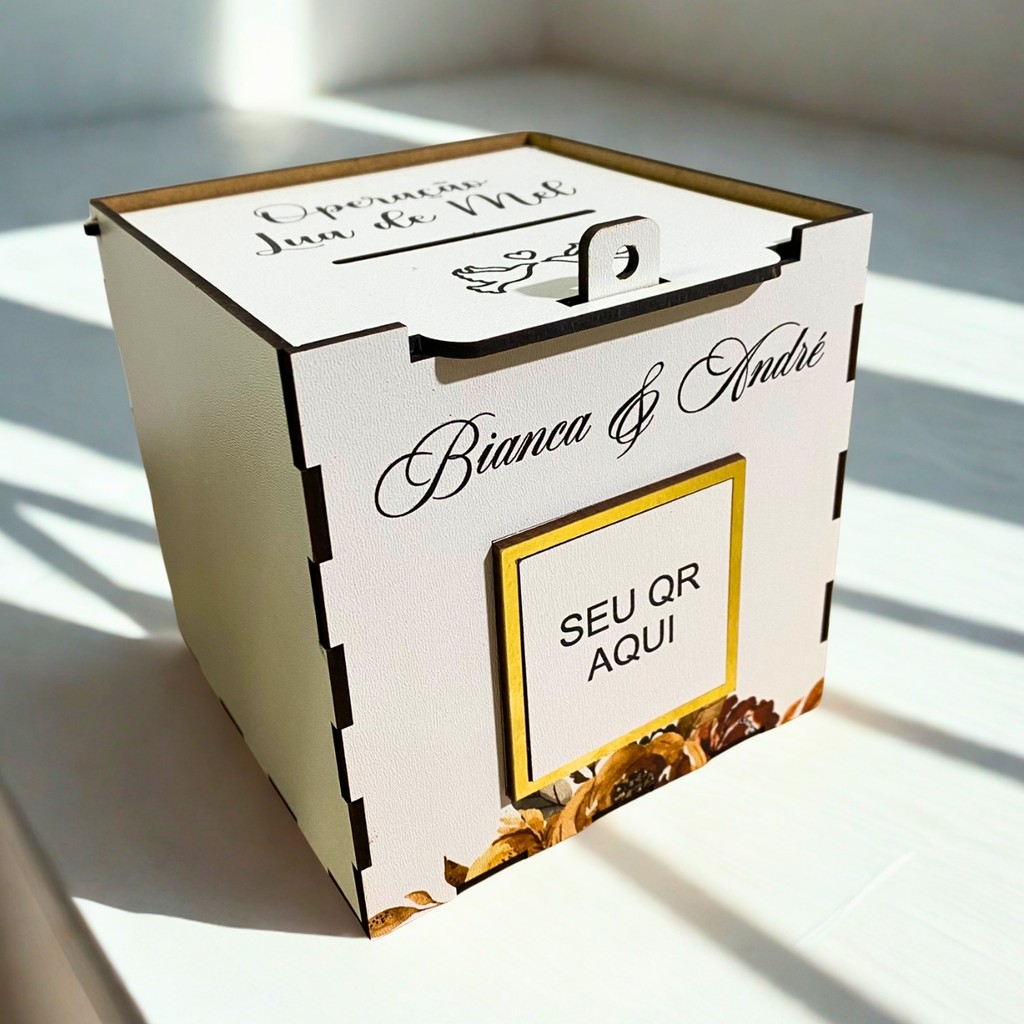Caixa Urna Cofre PIX Casamento Personalizada Operação Lua de Mel