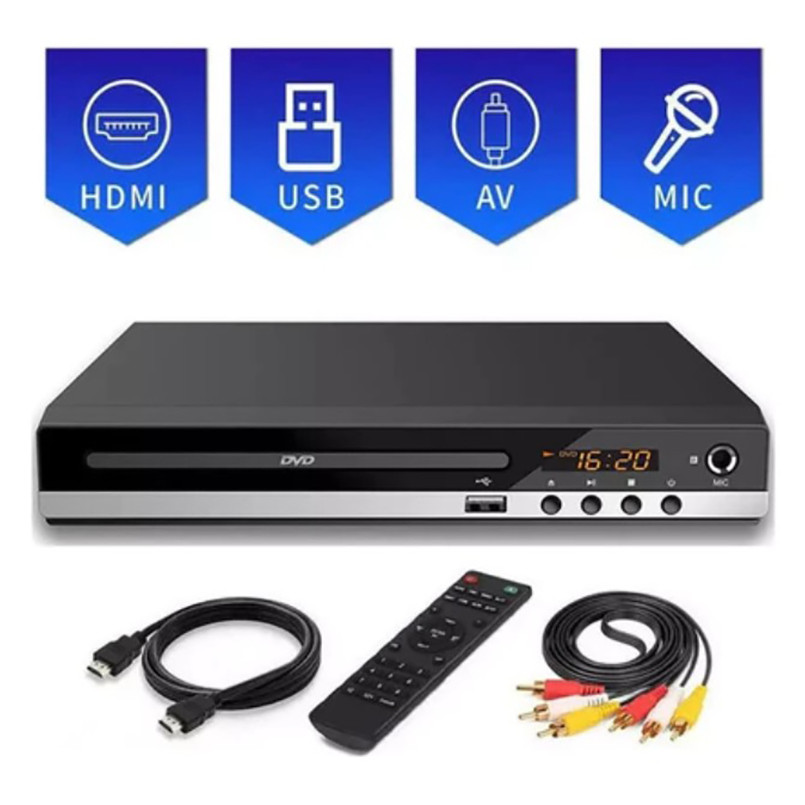 Leitor De DVD Com Saída AV Compatível Com HDMI Home SVCD Região Completa Leitor De CD-RW Estéreo Gratuito 110-240v