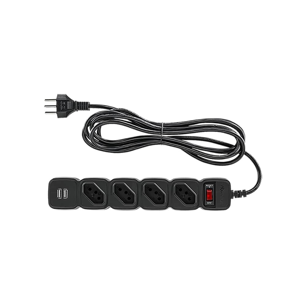 Protetor Eletrônico com 4 Tomadas e 2 USB EPE 204 USB+ Preto Intelbras em Oferta na Shopee