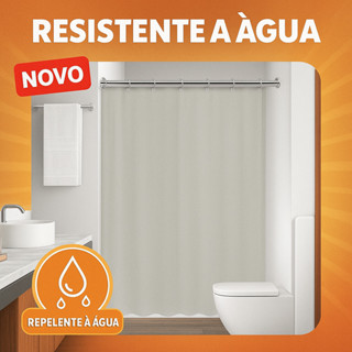 Cortina Box Banheiro Luxo Poliéster Lavável Bege com Ganchos Impermeável 138x198cm Antimofo em Oferta na Shopee