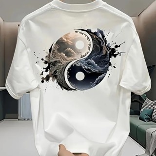 Camiseta Masculina Estampada Yin e Yang  Camisa 100% Algodão Bola Do Comando em Oferta na Shopee