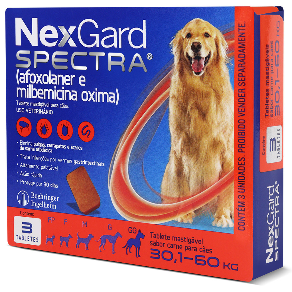 Nexgard Spectra Gg Para Cães De 30,1 A 60kg Com 3 Tabletes em Oferta na Shopee