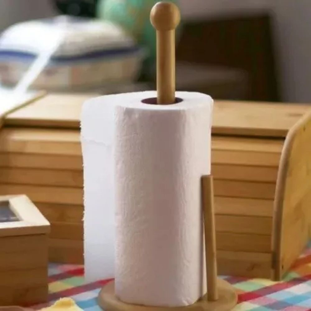 Porta Papel Toalha De Mesa Suporte Guardanapo Cozinha Bambu em Oferta na Shopee