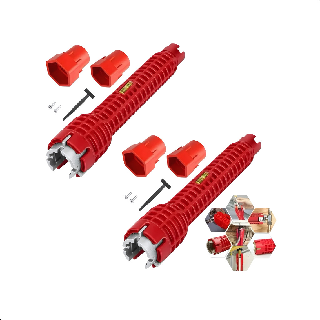 Kit 2 Chave Multifuncional Instalador Hidráulico 8x1 p/ Torneiras Pia Banheiro
